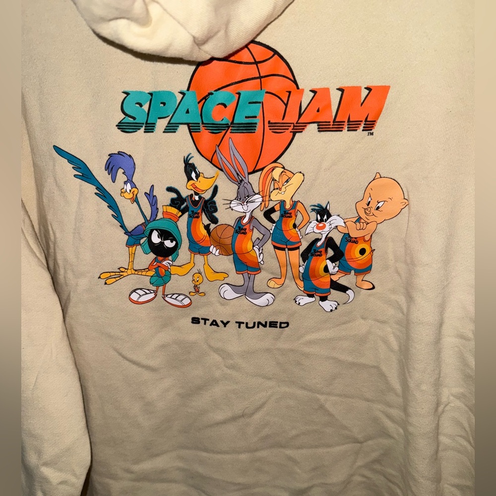 🏖️10 items for $20☀️ Space Jam Cream Hoodie with Cartoon Graphic| size XXL - Picture 5 of 7